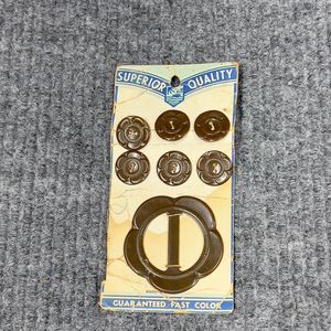 VTG 1940’s Superior Quality Buckle &‎ 6 Button set Bakelite Brown USA Made